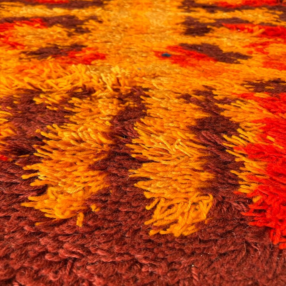 70's THOR Rorschach Bold Geometry Contemporary UNUSED Brown Rya Rug Mid Century - Picture 8 of 9